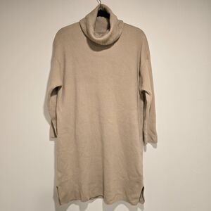Barbour Rib Stitch Knitted Sweater Dress US 4 Women Turtleneck Tan Neutral Basic